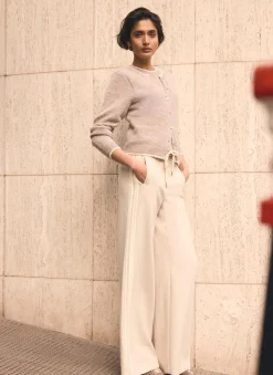 Crochet Side Stripe Wide Joggers Wide Leg Trousers|Trousers