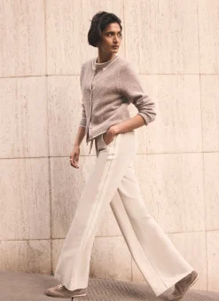 Crochet Side Stripe Wide Joggers Wide Leg Trousers|Trousers