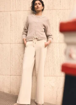 Crochet Side Stripe Wide Joggers Wide Leg Trousers|Trousers