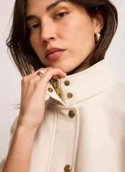 Discount Neutral Funnel Neck Bomber Jacket Jackets