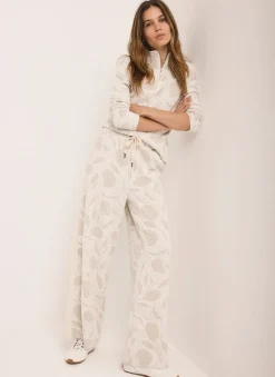 Hot Neutral Jersey Jacquard Wide Trousers Trousers