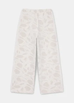 Hot Neutral Jersey Jacquard Wide Trousers Trousers