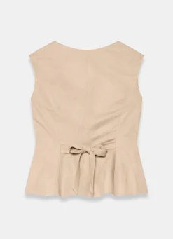 Clearance Neutral Linen Blend Peplum Waistcoat Waistcoats|All Tops