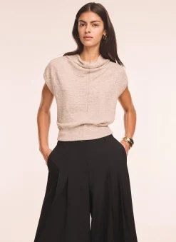 Outlet Linen Blend Sleeveless Knit Top Knitted Tops|Knitted Tops