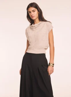 Outlet Linen Blend Sleeveless Knit Top Knitted Tops|Knitted Tops