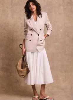 Discount Linen Double Breasted Blazer Jackets