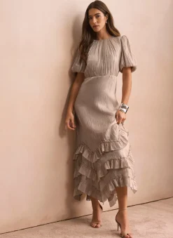 Sale Metallic Ruffle Maxi Dress Occasion Dresses|Occasion Dresses