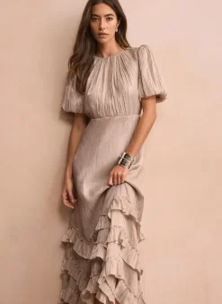 Sale Metallic Ruffle Maxi Dress Occasion Dresses|Occasion Dresses