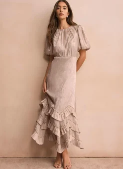 Sale Metallic Ruffle Maxi Dress Occasion Dresses|Occasion Dresses