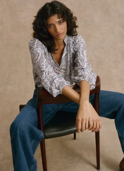Online Neutral Paisley Print Blouse Shirts & Blouses