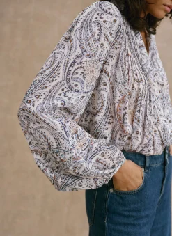 Online Neutral Paisley Print Blouse Shirts & Blouses