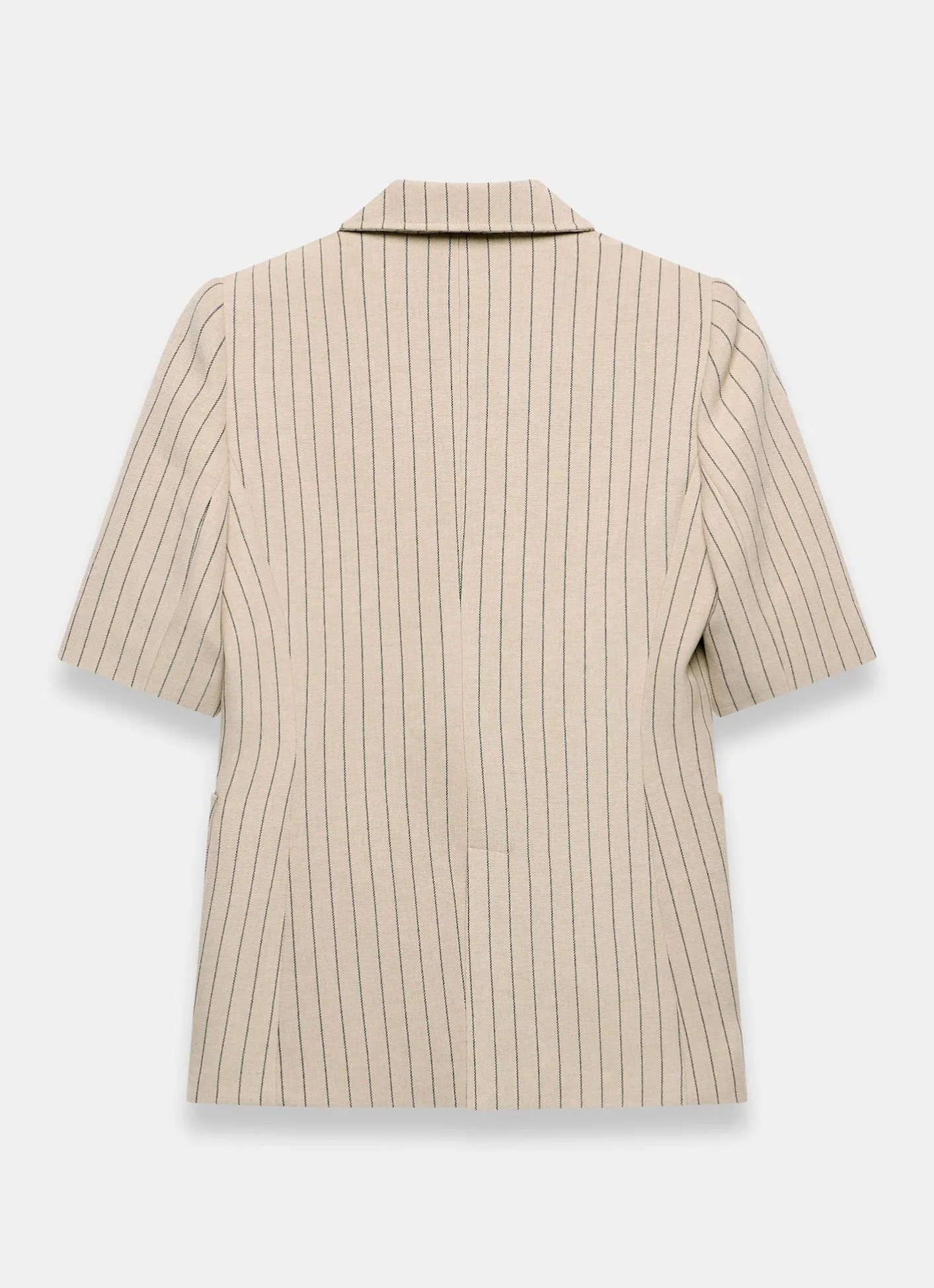 Clearance Neutral Pinstripe Short Sleeve Blazer Jackets
