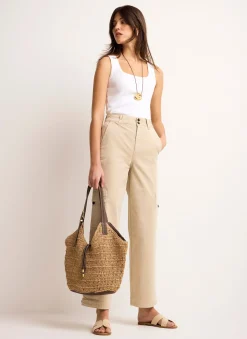 Clearance Neutral Straight Utility Chino Trousers Trousers