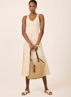 Outlet Striped Cotton Midi Dress Summer Dresses|Midi Dresses