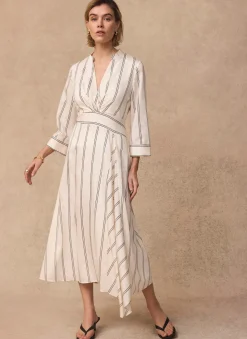 New Striped Midi Dress Midi Dresses|Shirt Dresses