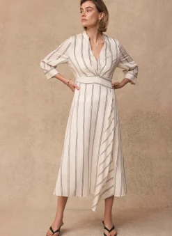 New Striped Midi Dress Midi Dresses|Shirt Dresses