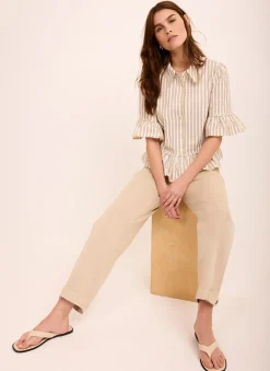 Discount Striped Ruffle Trim Shirt Shirts & Blouses