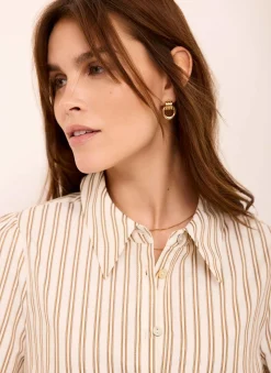 Discount Striped Ruffle Trim Shirt Shirts & Blouses