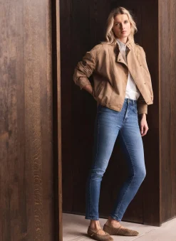 Discount Suede Cropped Pilot Bomber Jacket Jackets|Leather & Suede Jackets