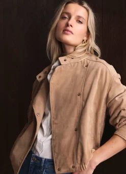 Discount Suede Cropped Pilot Bomber Jacket Jackets|Leather & Suede Jackets