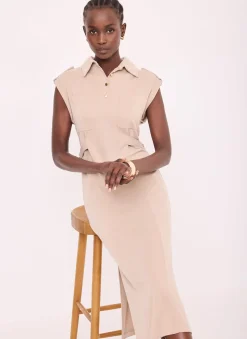 Utility Midi Dress Midi Dresses|Shirt Dresses