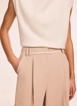 Hot Neutral Waist Detail Wide Trousers Wide Leg Trousers|Trousers