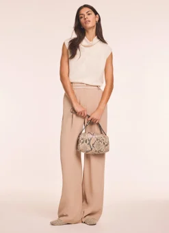 Hot Neutral Waist Detail Wide Trousers Wide Leg Trousers|Trousers