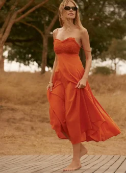Cotton Embroidered Midi Dress Summer Dresses|Midi Dresses
