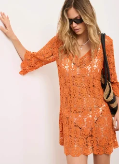 Sale Crochet Beach Mini Dress Summer Dresses|Mini Dresses