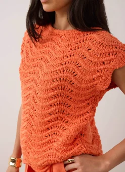 Online Embellished Crochet Knit Top Knitted Tops|Knitted Tops