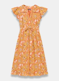 Floral Print Cotton Midi Dress Summer Dresses|Midi Dresses