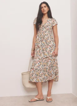 Discount Floral Print Midi Dress Summer Dresses|Midi Dresses