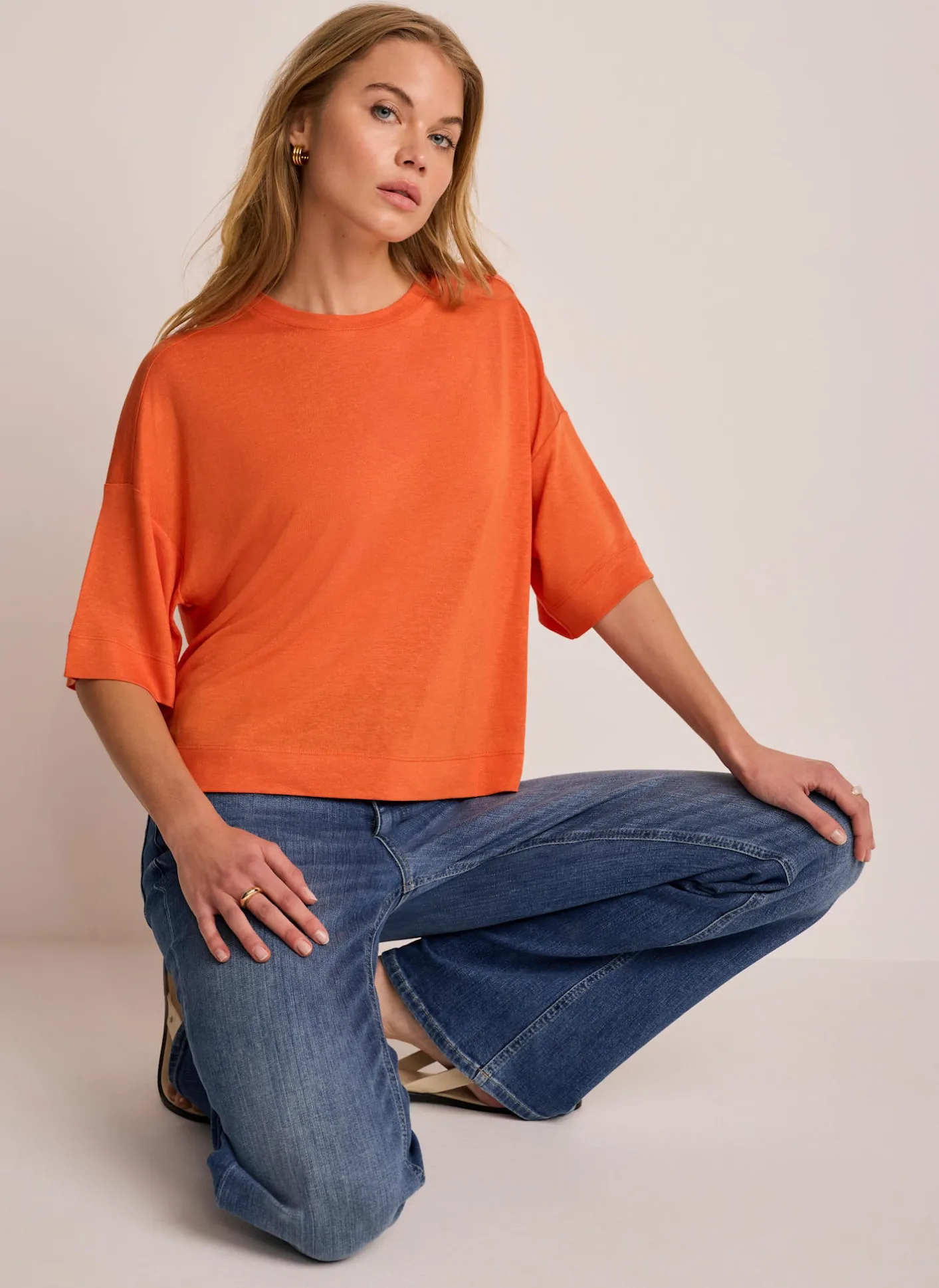 Linen Blend Boxy T-Shirt T-Shirts|T-Shirts