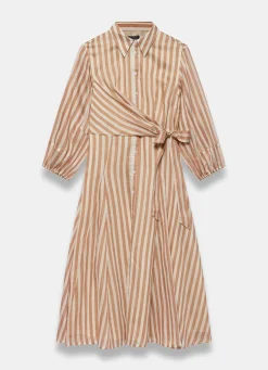 New Stripe Wrap Midi Shirt Dress Midi Dresses|Shirt Dresses