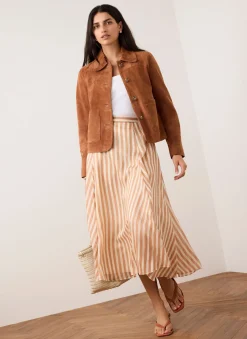 New Striped A Line Midi Skirt Midi Skirts|Skirts