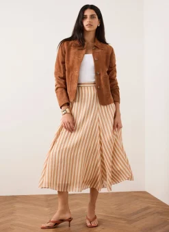 New Striped A Line Midi Skirt Midi Skirts|Skirts