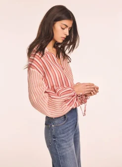 Online Striped Wrap Shirt Shirts & Blouses