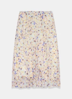 Pale Floral Print Midi Skirt Midi Skirts|Skirts