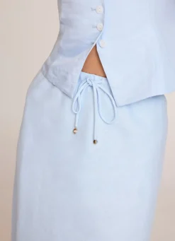 Pale Linen Bias Midi Skirt Midi Skirts|Skirts