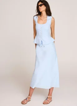 Pale Linen Bias Midi Skirt Midi Skirts|Skirts