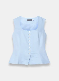 Best Pale Linen Blend Peplum Waistcoat Waistcoats