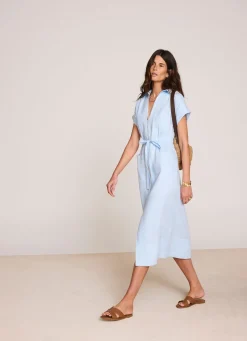 Outlet Pale Linen Midi Shirt Dress Summer Dresses|Linen Dresses
