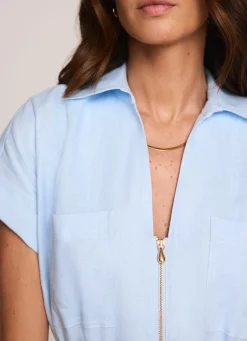 Outlet Pale Linen Midi Shirt Dress Summer Dresses|Linen Dresses