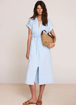 Outlet Pale Linen Midi Shirt Dress Summer Dresses|Linen Dresses