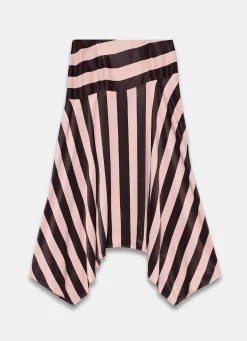 Best Pink & Satin Striped Midi Skirt Midi Skirts|Skirts