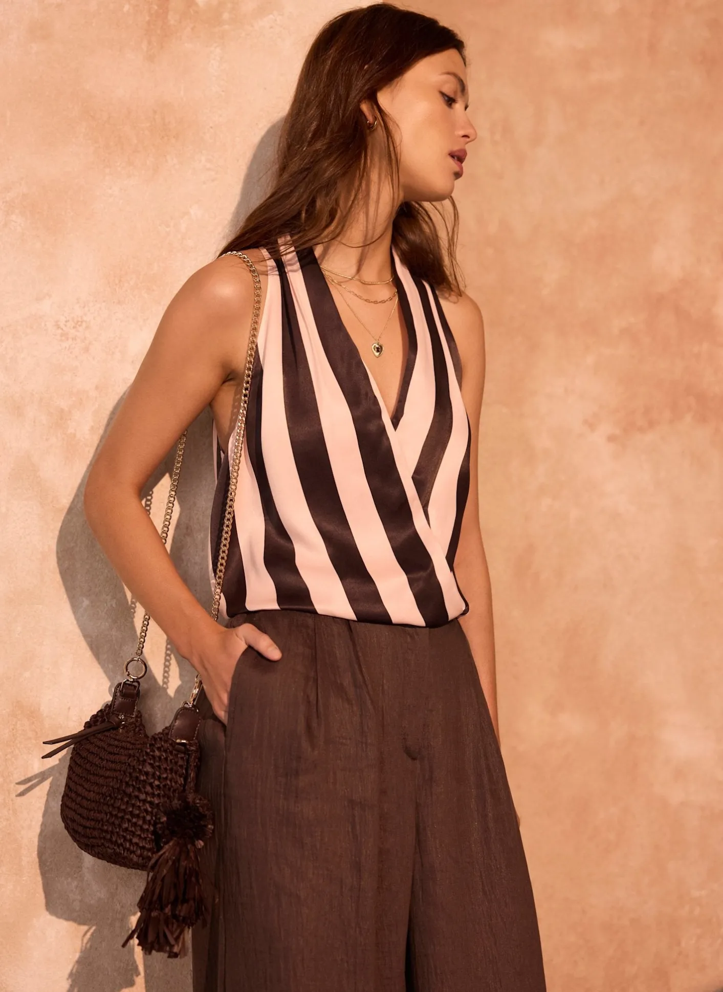 Sale Pink & Striped Wrap Top All Tops|Tops