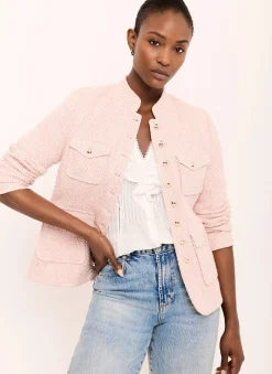 Best Pink Cotton Blend Boucle Jacket Jackets