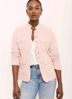 Best Pink Cotton Blend Boucle Jacket Jackets
