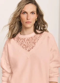 Pink Lace Detail Sweatshirt Sweatshirts|Sweatshirts