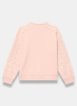 Pink Lace Detail Sweatshirt Sweatshirts|Sweatshirts